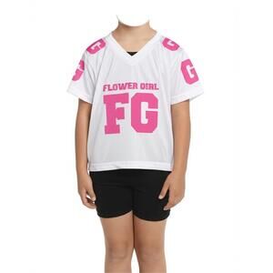 Flower Girl Sportswear  Kids Sport Jersey White V-Neck Mesh Football Wedding XS